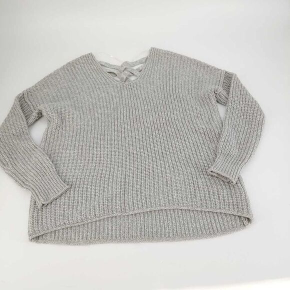 Mossimo Supply Co.Women's V- Neck Criss-Cross Back Pullover Sweater Gray Sz M - Picture 1 of 11
